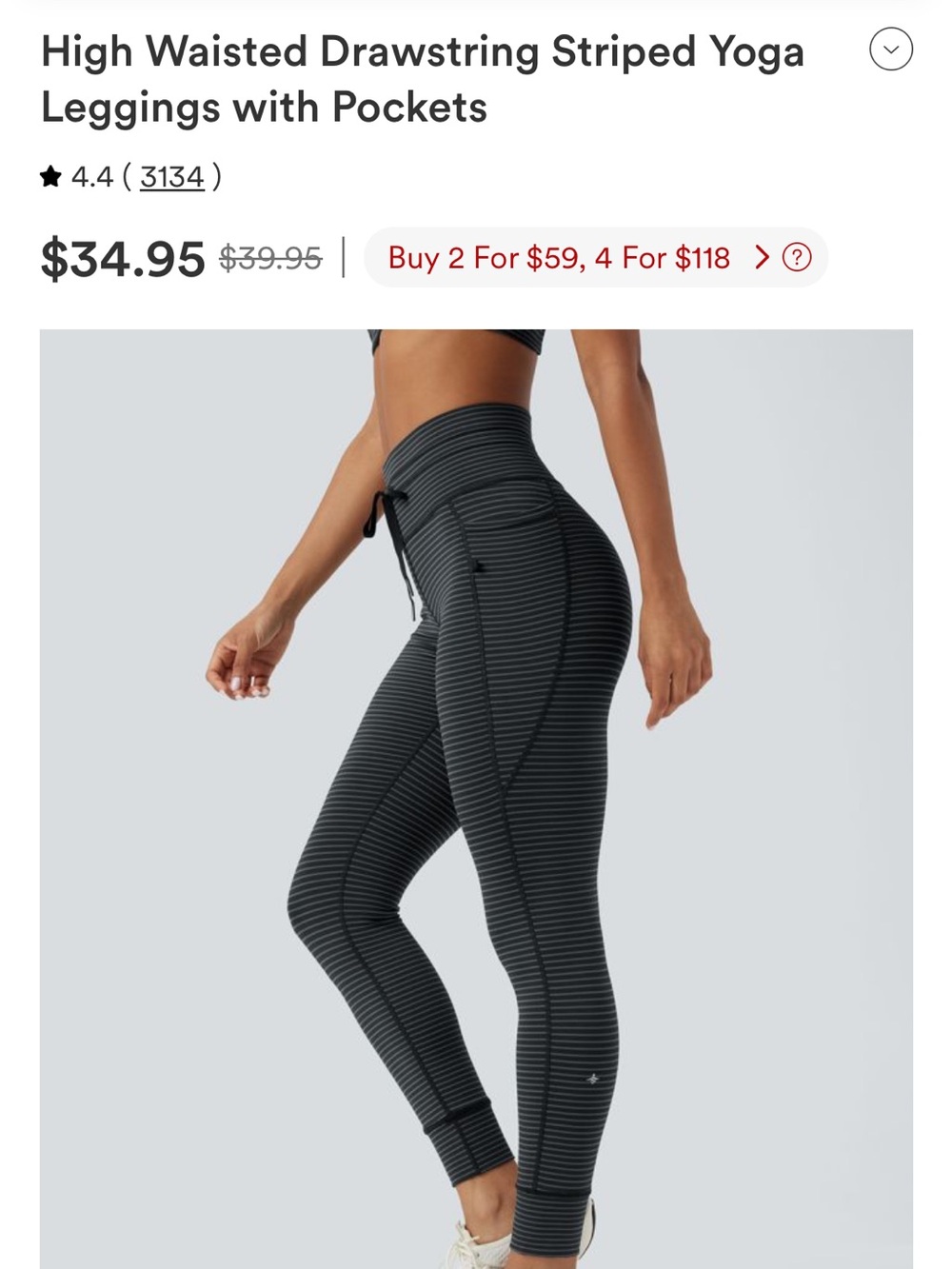 NWR Halara High Waisted Drawstring Striped Yoga Leggings with Pockets
